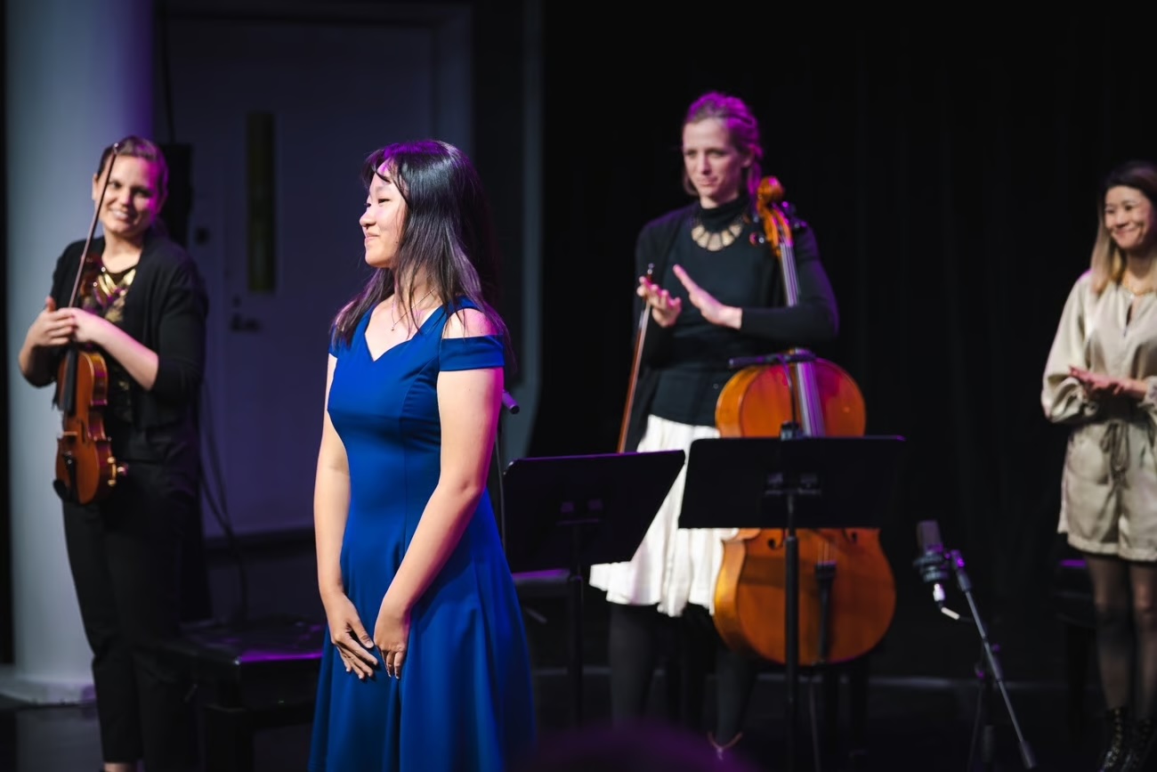 Luna Composition Lab Fellow Lucy Chen at the premiere of her new work for the ICE Ensemble, June 2023