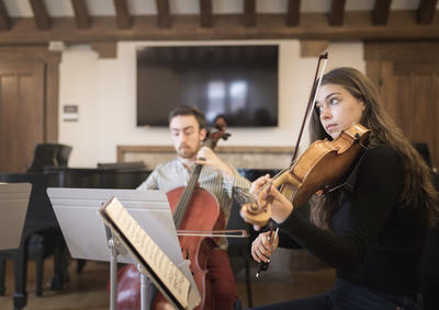 Violist playing in chamber music rehearsal