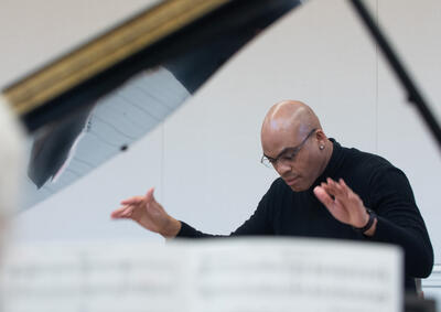 Wayne Escoffery leads a rehearsal of Charles Mingus' Epitaph